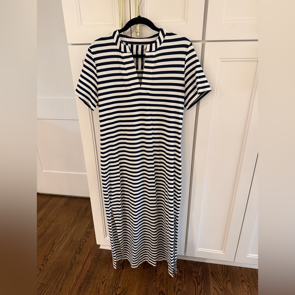 Dudley Stephens Navy and White Striped Maxi Dress